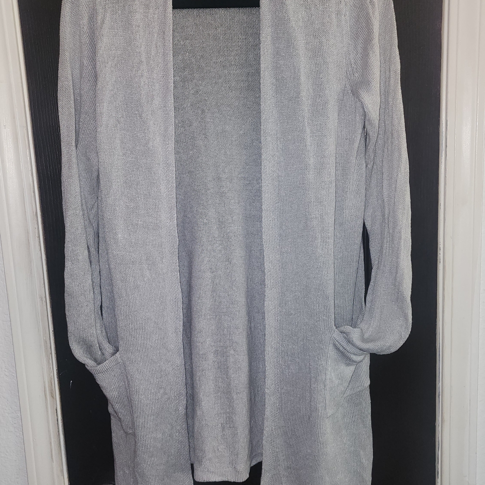 J. Jill Light Gray Open Front Cardigan